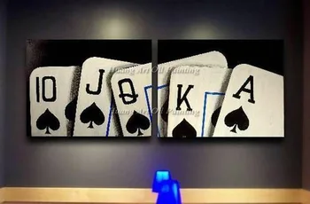 Nové Ručne Maľované Poker olejomaľba na Plátne Moderné Abstraktné hraciu Kartu Akrylové Maľby Domov Stenu Decor komã © tou je 2p Black Obrázky