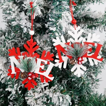 Nové Vianočné Ozdoby, Vianočné Drevené Snowflake Závesné Dekorácie Na Slávnostnú Atmosféru Rozloženie Ozdobnými Príveskami