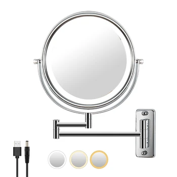 Nástenné Zrkadlo Na Líčenie 8 Palcový Otočný S Príponou Rameno Lampy Márnosť&Kúpeľňa Zrkadlo S 3 Farby Tem