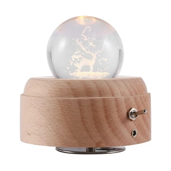 Podporu! 3D Crystal Ball Music Box Jeleň Svetelný Rotujúce Hudobné Box S Projekčnej Led Svetlo