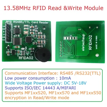RS485 RS232 UART 13.56 MHz RFID Reader/Writer RC522 CV520 na M1 S20 S50 S70 NFC RFID UID IC Karty