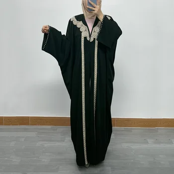 Ramadánu Saudskej Arabskom Moslimov Luxusné Módne Bat Rukávy Blízkom Východe Dubaj Golier Pin Pearl Voľné Islamskej Veľké Cardigan Župan
