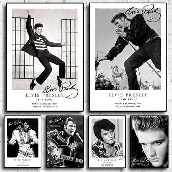 Retro Black a White Rock Elvis Presley Gitara Hot Dance Tejto Hudby Plátno Klasické Umenie Domov Stenu Decor Plagát Estetické Obrázok