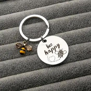 Rodina A Priateľstvo Darček Kolekcie Bee Happy Prívesok Keychain Keyring Dropship