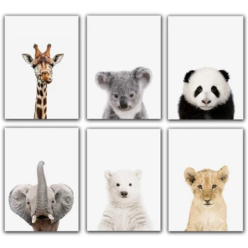 Safari Zvieratá Plagát Vytlačí Škôlky Dekor Obrázky (Bez Rámu) Steny Výtlačky Pre Boys & Girls Izba Panda,Žirafa,Slon