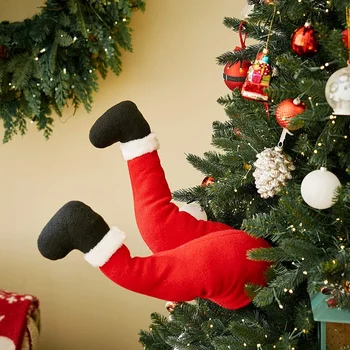 Santa Claus Nohy Vianočný Stromček Plyšové Mäkké Umelé Nohy Santa Claus Elf Nohu Pre Domáce Vianočné Závesné Ozdoby Novinka