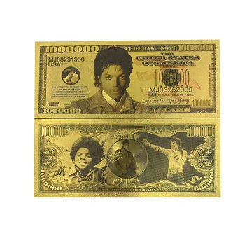 Super star Kráľ Popu Michael Jackson NÁM 1000000 dolár, Zlato, Bankovky Vlastné zlato plastové karty Výročie Pop Zberateľskú