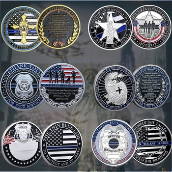 USA Policajný Úrad Oddelenie Výzvou Mince Tenká Modrá Čiara v trestnom Pamätné Mince Zbierky Dar 6 Mincí
