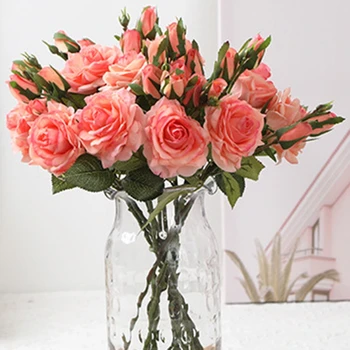 Umelé Kvety, Kytice Skutočný Dotyk Hodvábne Rose Falošné Kvet Dlhý Stonku Svadobné Kytice, Vianoce, Valentína Darček