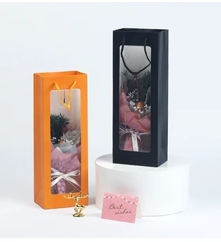 Valentína okno tote bag darčeková taška transparentné kvetinové kytice otvoriť okno papier high-end nádherné ruky tašku