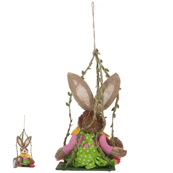 Veľkonočné Slamy Tkané Bunny Swing Ornament Králik Visí Prívesok Socha Festival Strany Domácej Ploche Dekorácie