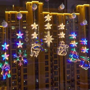 Vianočné Dekorácie LED prísavky Svetlo Santa Claus Snowflake Elk Okenné Dekorácie šťastné a Veselé Vianoce, Nový Rok, Darček Navidad