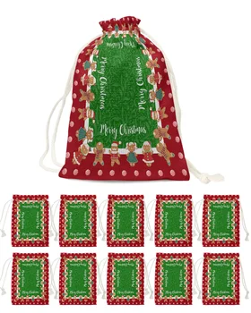 Vianočný Perník Muž Candy Candy Tašky Santa Darček Taška Domáce Dekorácie Navidad Vianoce Bielizeň Darčekové Tašky Balenie Dodávky