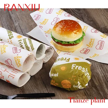 Vlastné prispôsobené voskový papier greaseproof baliaci papier na hamburger sandwich papier na balenie potravín