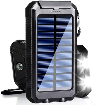 Vonkajšie Núdzové Kit Solárna Nabíjačka 20000mAh Prenosné, Nepremokavé Solar Power Bank S LED Baterky pre Dobrodružstvo Prežitie