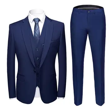 Vysoká Kvalita (Sako+ Vesta + Nohavice) Muži Jednoduché Business Elegantné Módne Pohovor Gentleman Vyhovovali Slim 3-dielny Oblek