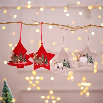 Zahraničný Obchod Vianočné Dekorácie Dodávky Handričkou Päť-špicaté Hviezdy Vianočný Stromček Drevené Elk Malý Prívesok