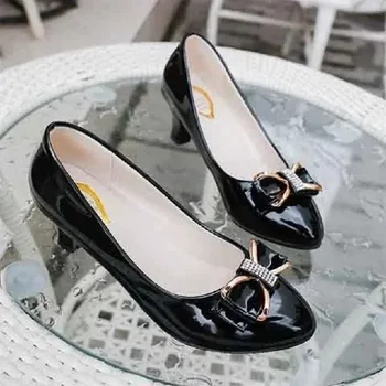 Zapatos De Mujer Ženy Klasické Kola Prst motýlik Vysokej Kvality Jar Sklzu na Námestí Päty Čerpadlá Lady Bežné Pohodlie Čerpadlá F102