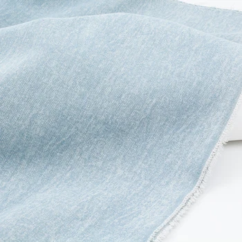 Zúfalý Svetlo Modrá Biele Čistej Bavlny Oplachovanie Džínsové Tkaniny Hrubé High-End Ručný DIY Nohavice Dizajnér Textílie