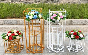 nový štýl Zlaté svadobné duševné železa maľované farbou uličkou stojan nastaviť kvetina stand luxusná výzdoba senyu1886