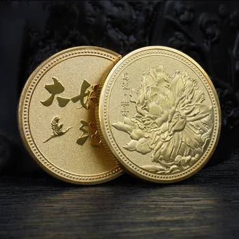 Čínsky Štýl, Pivónia Kvet Pamätnej Zlatej Mince Scénické Medaila So Suvenírmi Kolekcie Darček