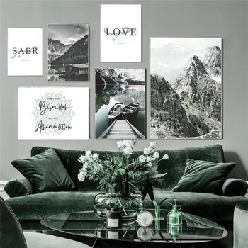 Škandinávskej Prírody, Krajiny Plagát Horské Jazero Plátno Na Stenu Art Print Maľovanie Nordic Dizajn Obraz Moderného Domova