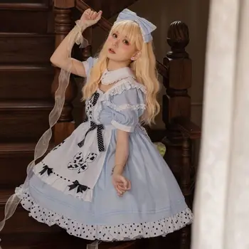 Ženské Plus Veľkosť Lolita Šaty pre Slúžky Roztomilý Cosplay Lolita Šaty Vintage Bowknot dámske Oblečenie Dievča Šaty FairyRuffles