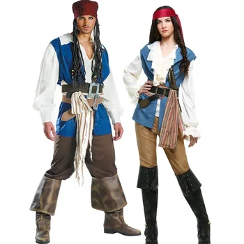 Ženy Muž Halloween Kapitán Pirátske Kostýmy pre Dospelých Piráti z Karibiku Maškaráda Cosplay Kostým