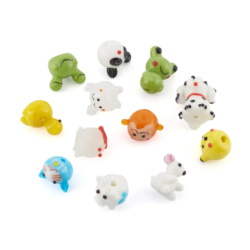 24Pcs Ručné 3D Rabbit Lampwork Korálky Cute Cat Žaba Panda Guľôčok pre Šperky, Takže DIY Náramok, Náhrdelník Náušnice Príslušenstvo