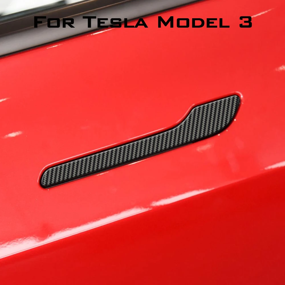 4Pcs Auto Vonkajšie kľučky Nálepky Dekorácie Kryt Výbava pre Tesla Model 3 Model3 2016 2017 2018 2019 2020 2021 Príslušenstvo