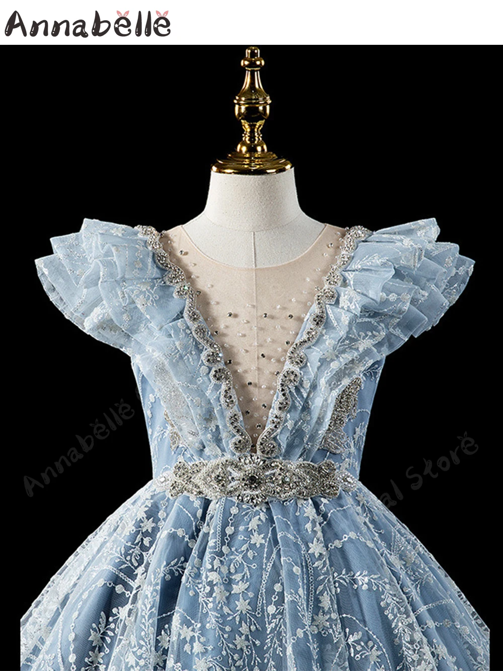 Annabelle Princezná Dievča Šaty Tvaru Kvetina Dievča Šaty Podlahy-Dĺžka Elegantný Výkon Šaty Narodeninovej Party Šaty