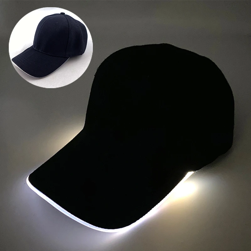 Fashion LED Svietiace Klobúk Nastaviteľné Flash Optický šiltovku Klobúk pre Cestovanie v Noci Beží Hudby Dodávky