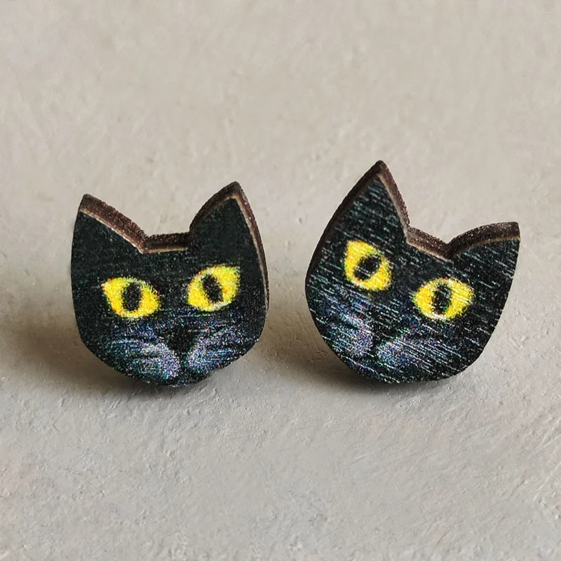Strašidelné Červené Pery a Tesáky Halloween Náušnice Ghost Tekvica Cat Bat Drevené Earings pre Všetkých Svätých Žien Šperky Accesosry
